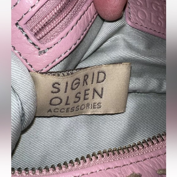 Sigrid Olsen Small  Hobo Purse/Shoulder Bag Genuine Smooth Leather Light Pink - Picture 10 of 15